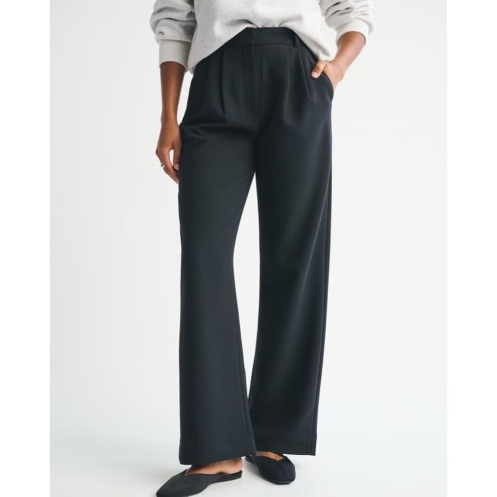 Abercrombie & Fitch Womens Sloane Wide Leg Pants Size 28/8L Black Office Work